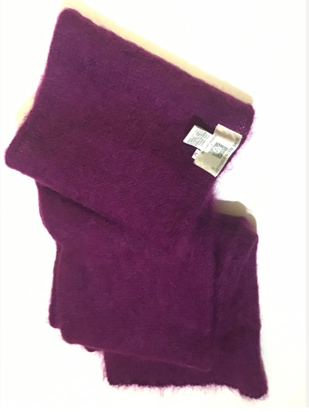 Vintage Anne Klein plum purple cozy fuzzy Shawl Scarf